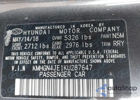 2019 Genesis G80 3.8 from USA, damaged, VIN KMHGN4JE1KU287647